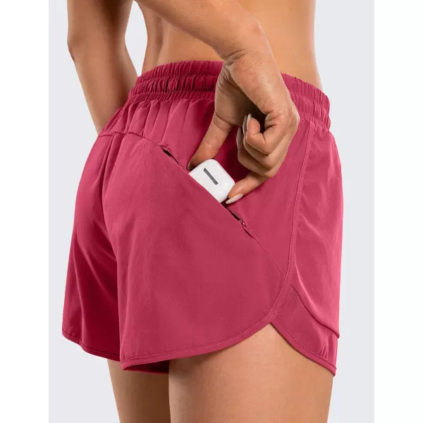 CRZ YOGA Womens Mid Rise Running Shorts Mesh Liner 3  Quick Dry Drawstring Workout Athletic Gym Shorts Zip PocketThe Dark Purple