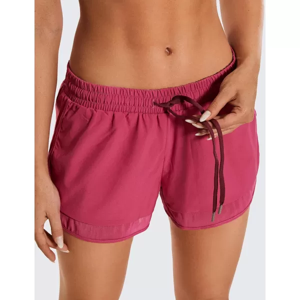 CRZ YOGA Womens Mid Rise Running Shorts Mesh Liner 3  Quick Dry Drawstring Workout Athletic Gym Shorts Zip PocketThe Dark Purple