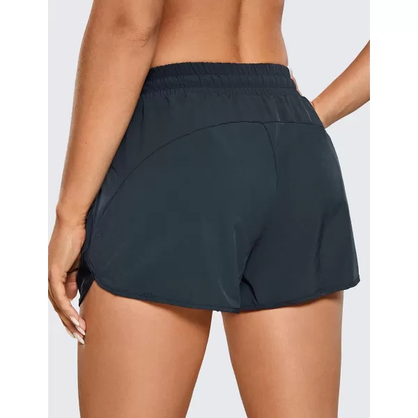 CRZ YOGA Womens Mid Rise Running Shorts Mesh Liner 3  Quick Dry Drawstring Workout Athletic Gym Shorts Zip PocketTrue Navy