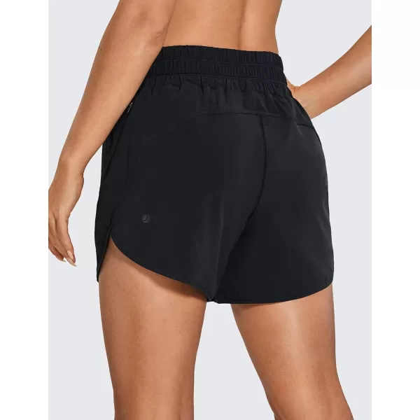 CRZ YOGA Womens Mid Waisted Running Shorts Liner  5 Quick Dry Athletic Sport Workout Track Shorts Zip PocketBlack