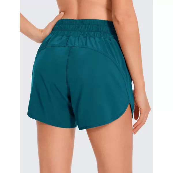 CRZ YOGA Womens Mid Waisted Running Shorts Liner  5 Quick Dry Athletic Sport Workout Track Shorts Zip PocketBorealis Green