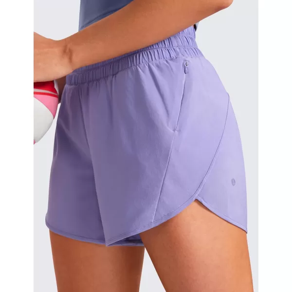 CRZ YOGA Womens Mid Waisted Running Shorts Liner  5 Quick Dry Athletic Sport Workout Track Shorts Zip PocketDark Lavender Purple