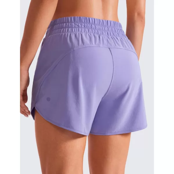 CRZ YOGA Womens Mid Waisted Running Shorts Liner  5 Quick Dry Athletic Sport Workout Track Shorts Zip PocketDark Lavender Purple