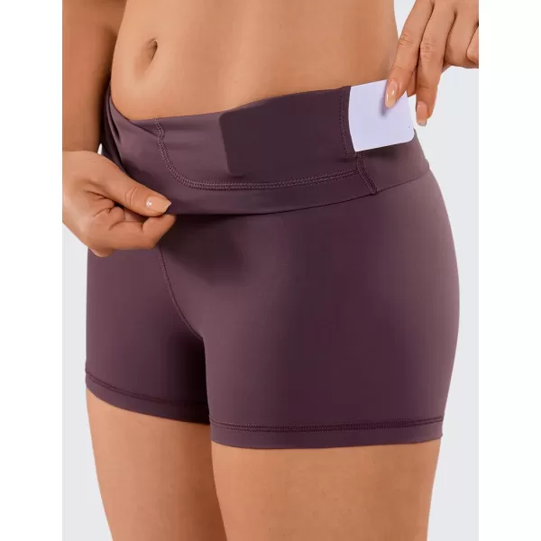 CRZ YOGA Womens Naked Feeling Biker Shorts  3  4  6  8  10 High Waist Yoga Workout Running Shorts Spandex3 inches Arctic Plum