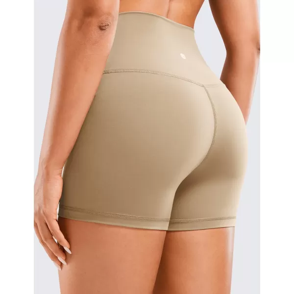 CRZ YOGA Womens Naked Feeling Biker Shorts  3  4  6  8  10 High Waist Yoga Workout Running Shorts Spandex4 inches California Sand