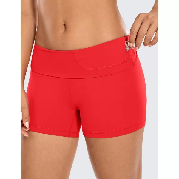 CRZ YOGA Womens Naked Feeling Biker Shorts  3  4  6  8  10 High Waist Yoga Workout Running Shorts Spandex4 inches Deep Red