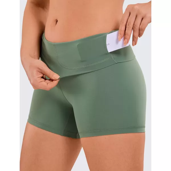 CRZ YOGA Womens Naked Feeling Biker Shorts  3  4  6  8  10 High Waist Yoga Workout Running Shorts Spandex4 inches Vibrant Green