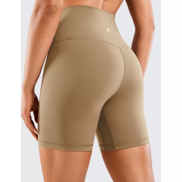 CRZ YOGA Womens Naked Feeling Biker Shorts  3  4  6  8  10 High Waist Yoga Workout Running Shorts Spandex6 inches California Sand