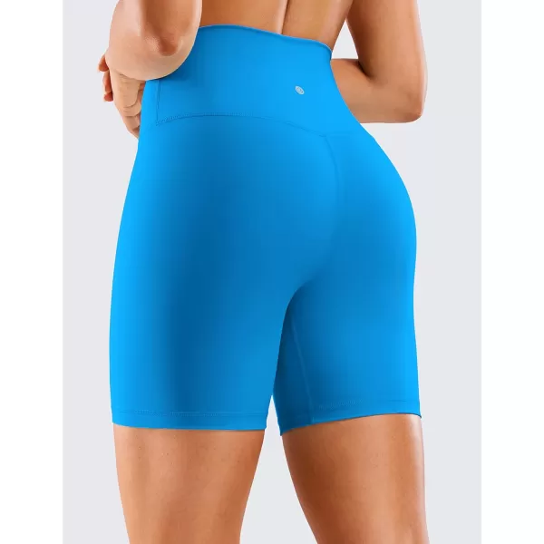 CRZ YOGA Womens Naked Feeling Biker Shorts  3  4  6  8  10 High Waist Yoga Workout Running Shorts Spandex6 inches Madagascar Blue