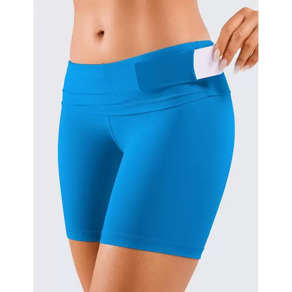 CRZ YOGA Womens Naked Feeling Biker Shorts  3  4  6  8  10 High Waist Yoga Workout Running Shorts Spandex6 inches Madagascar Blue