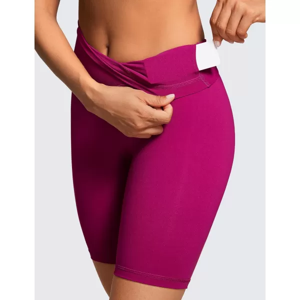 CRZ YOGA Womens Naked Feeling Biker Shorts  3  4  6  8  10 High Waist Yoga Workout Running Shorts Spandex8 inches Magenta Purple