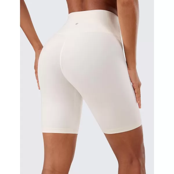 CRZ YOGA Womens Naked Feeling Biker Shorts  3  4  6  8  10 High Waist Yoga Workout Running Shorts Spandex8 inches White Apricot