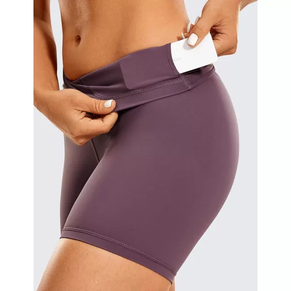 CRZ YOGA Womens Naked Feeling Biker Shorts  3  4  6  8  10 High Waist Yoga Workout Running Shorts SpandexArctic Plum