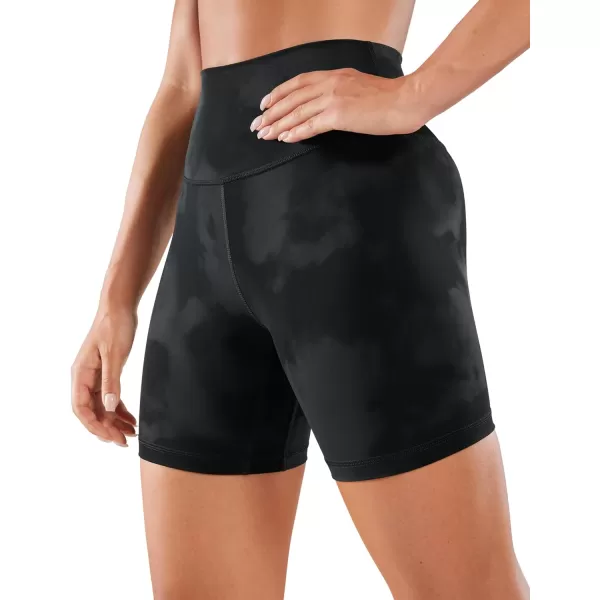 CRZ YOGA Womens Naked Feeling Biker Shorts  3  4  6  8  10 High Waist Yoga Workout Running Shorts SpandexBlack Tie Dye Flowers