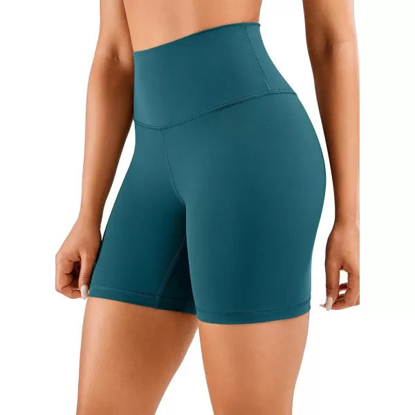 CRZ YOGA Womens Naked Feeling Biker Shorts  3  4  6  8  10 High Waist Yoga Workout Running Shorts SpandexBorealis Green