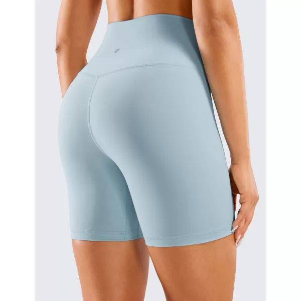 CRZ YOGA Womens Naked Feeling Biker Shorts  3  4  6  8  10 High Waist Yoga Workout Running Shorts SpandexCambric Blue