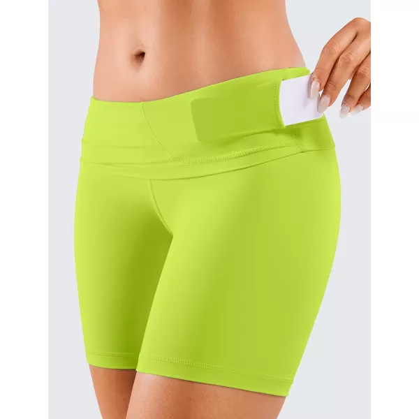 CRZ YOGA Womens Naked Feeling Biker Shorts  3  4  6  8  10 High Waist Yoga Workout Running Shorts SpandexChartreuse