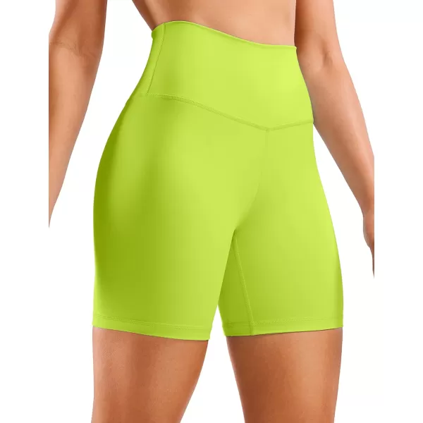 CRZ YOGA Womens Naked Feeling Biker Shorts  3  4  6  8  10 High Waist Yoga Workout Running Shorts SpandexChartreuse