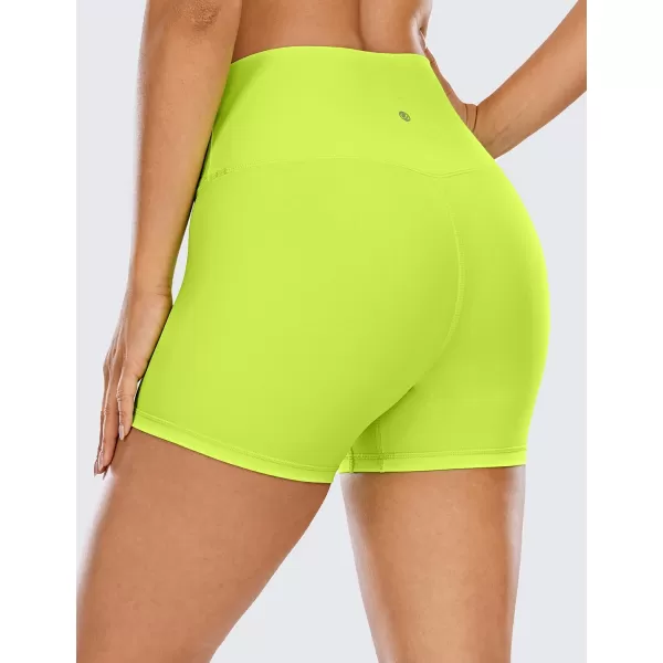 CRZ YOGA Womens Naked Feeling Biker Shorts  3  4  6  8  10 High Waist Yoga Workout Running Shorts SpandexChartreuse