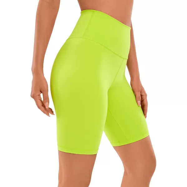 CRZ YOGA Womens Naked Feeling Biker Shorts  3  4  6  8  10 High Waist Yoga Workout Running Shorts SpandexChartreuse