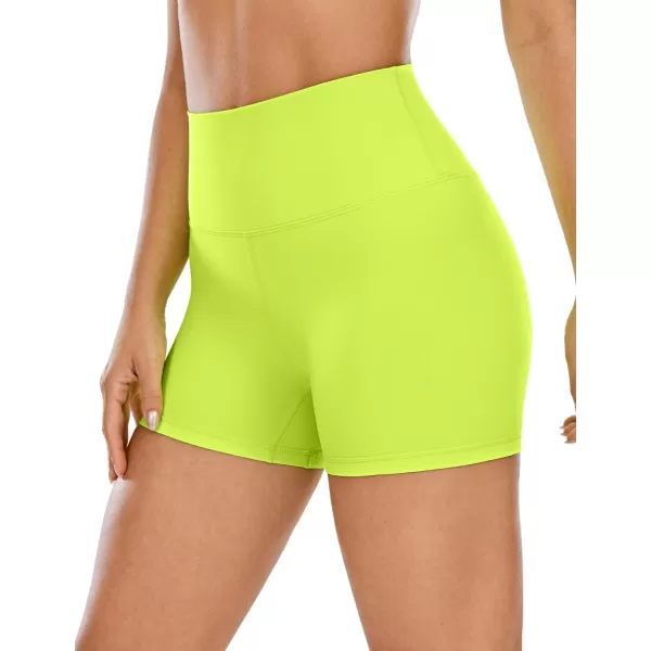 CRZ YOGA Womens Naked Feeling Biker Shorts  3  4  6  8  10 High Waist Yoga Workout Running Shorts SpandexChartreuse