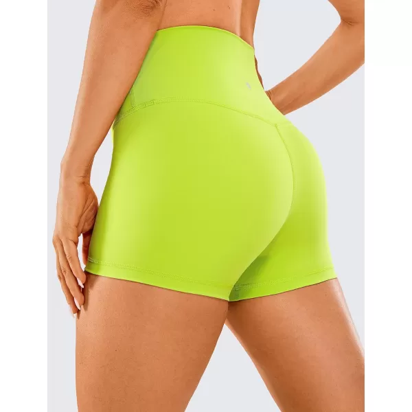 CRZ YOGA Womens Naked Feeling Biker Shorts  3  4  6  8  10 High Waist Yoga Workout Running Shorts SpandexChartreuse