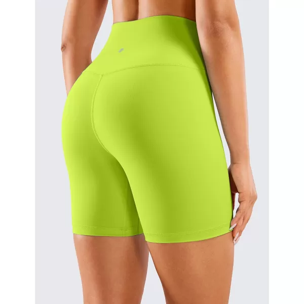 CRZ YOGA Womens Naked Feeling Biker Shorts  3  4  6  8  10 High Waist Yoga Workout Running Shorts SpandexChartreuse