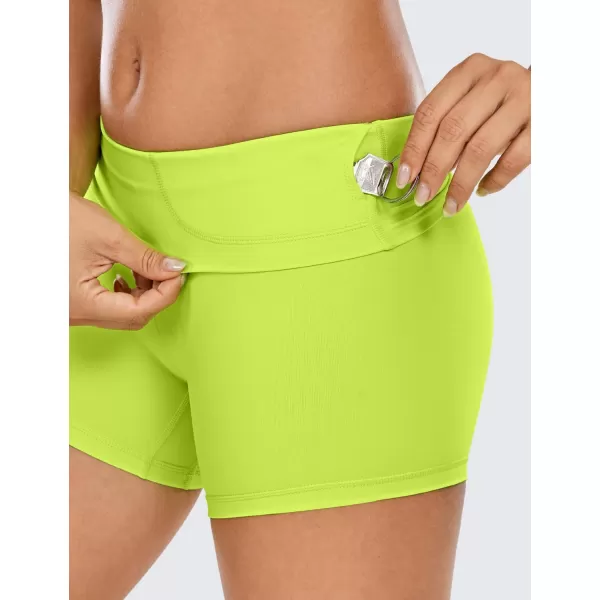 CRZ YOGA Womens Naked Feeling Biker Shorts  3  4  6  8  10 High Waist Yoga Workout Running Shorts SpandexChartreuse