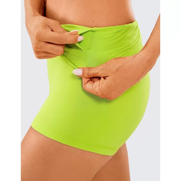 CRZ YOGA Womens Naked Feeling Biker Shorts  3  4  6  8  10 High Waist Yoga Workout Running Shorts SpandexChartreuse