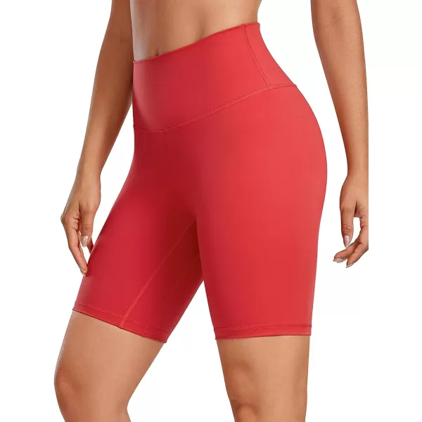 CRZ YOGA Womens Naked Feeling Biker Shorts  3  4  6  8  10 High Waist Yoga Workout Running Shorts SpandexCrimson