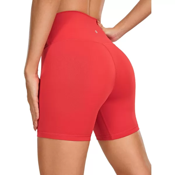 CRZ YOGA Womens Naked Feeling Biker Shorts  3  4  6  8  10 High Waist Yoga Workout Running Shorts SpandexCrimson