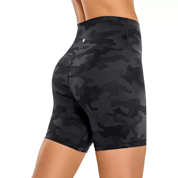 CRZ YOGA Womens Naked Feeling Biker Shorts  3  4  6  8  10 High Waist Yoga Workout Running Shorts SpandexDark Grey Camouflage