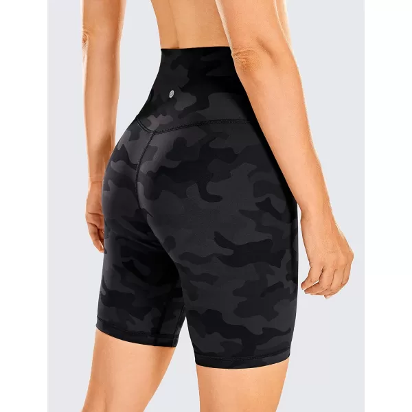 CRZ YOGA Womens Naked Feeling Biker Shorts  3  4  6  8  10 High Waist Yoga Workout Running Shorts SpandexDark Grey Camouflage