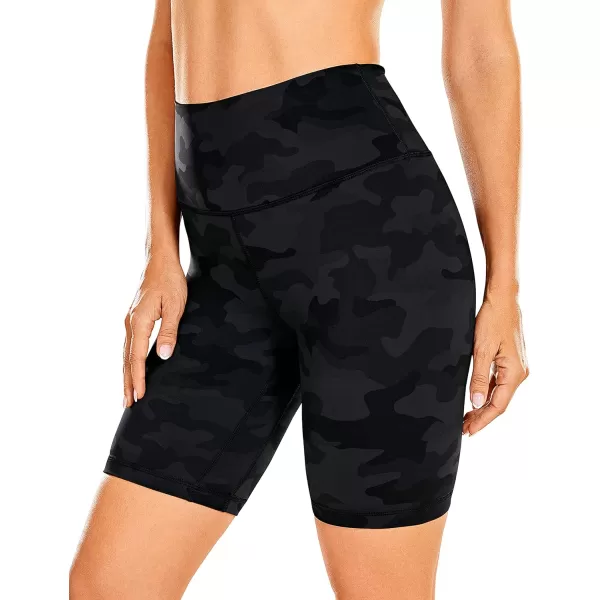CRZ YOGA Womens Naked Feeling Biker Shorts  3  4  6  8  10 High Waist Yoga Workout Running Shorts SpandexDark Grey Camouflage