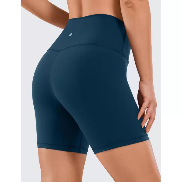 CRZ YOGA Womens Naked Feeling Biker Shorts  3  4  6  8  10 High Waist Yoga Workout Running Shorts SpandexFrench Navy