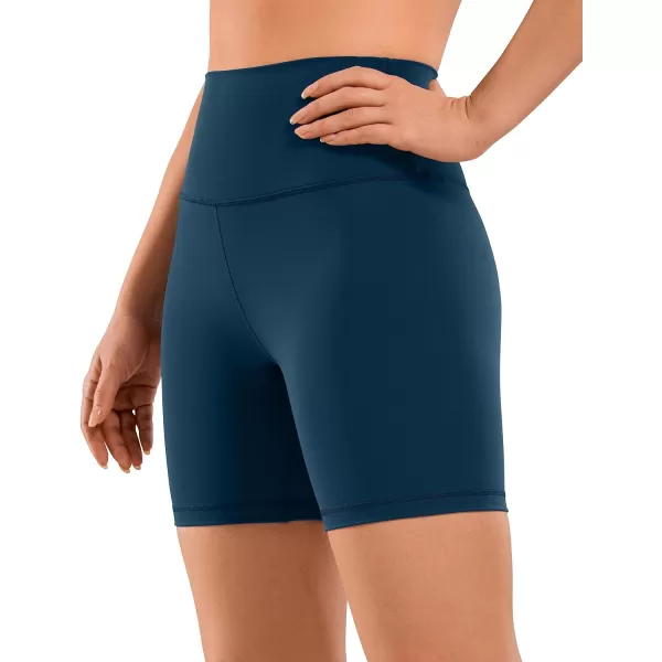 CRZ YOGA Womens Naked Feeling Biker Shorts  3  4  6  8  10 High Waist Yoga Workout Running Shorts SpandexFrench Navy