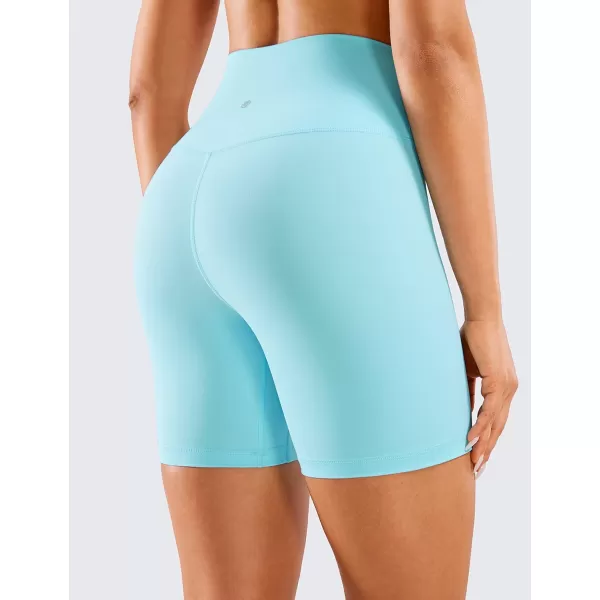 CRZ YOGA Womens Naked Feeling Biker Shorts  3  4  6  8  10 High Waist Yoga Workout Running Shorts SpandexHydra Blue