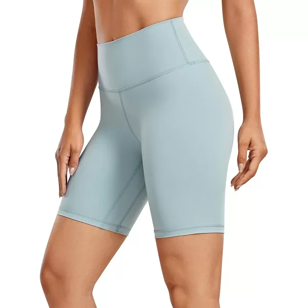 CRZ YOGA Womens Naked Feeling Biker Shorts  3  4  6  8  10 High Waist Yoga Workout Running Shorts SpandexLight Grayish Blue