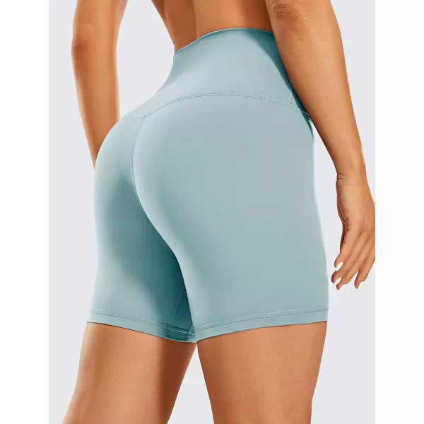 CRZ YOGA Womens Naked Feeling Biker Shorts  3  4  6  8  10 High Waist Yoga Workout Running Shorts SpandexLight Grayish Blue