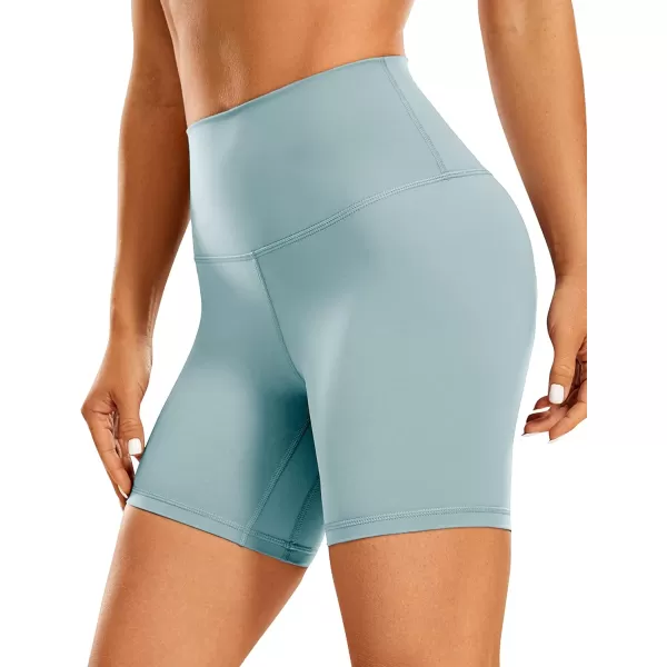 CRZ YOGA Womens Naked Feeling Biker Shorts  3  4  6  8  10 High Waist Yoga Workout Running Shorts SpandexLight Grayish Blue