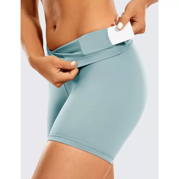 CRZ YOGA Womens Naked Feeling Biker Shorts  3  4  6  8  10 High Waist Yoga Workout Running Shorts SpandexLight Grayish Blue