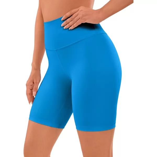 CRZ YOGA Womens Naked Feeling Biker Shorts  3  4  6  8  10 High Waist Yoga Workout Running Shorts SpandexMadagascar Blue