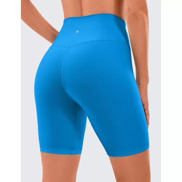 CRZ YOGA Womens Naked Feeling Biker Shorts  3  4  6  8  10 High Waist Yoga Workout Running Shorts SpandexMadagascar Blue