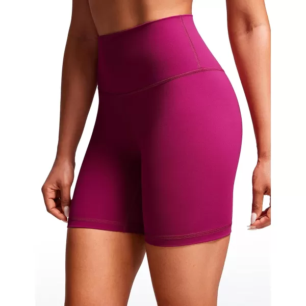 CRZ YOGA Womens Naked Feeling Biker Shorts  3  4  6  8  10 High Waist Yoga Workout Running Shorts SpandexMagenta Purple