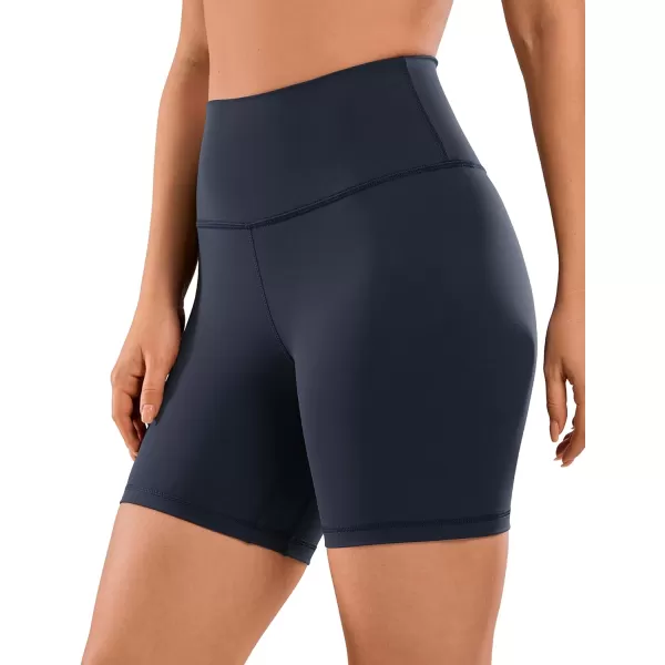 CRZ YOGA Womens Naked Feeling Biker Shorts  3  4  6  8  10 High Waist Yoga Workout Running Shorts SpandexNavy