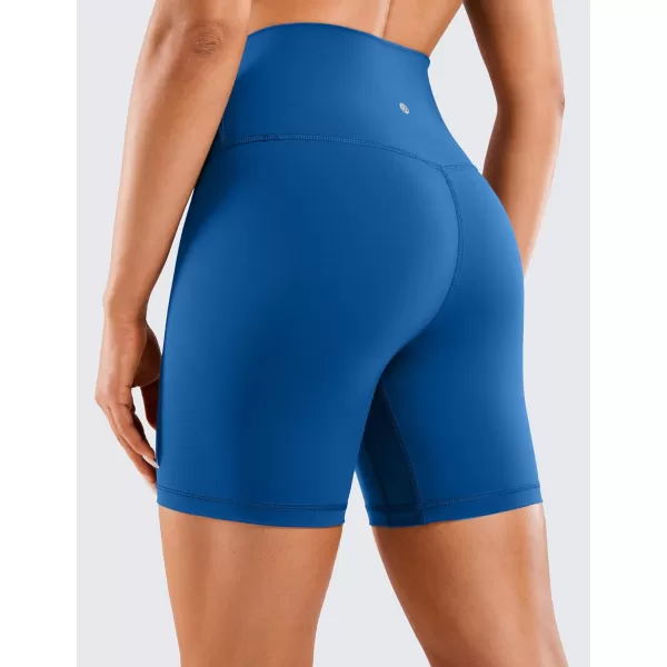 CRZ YOGA Womens Naked Feeling Biker Shorts  3  4  6  8  10 High Waist Yoga Workout Running Shorts SpandexOcean Blue