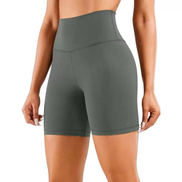 CRZ YOGA Womens Naked Feeling Biker Shorts  3  4  6  8  10 High Waist Yoga Workout Running Shorts SpandexOlive Green