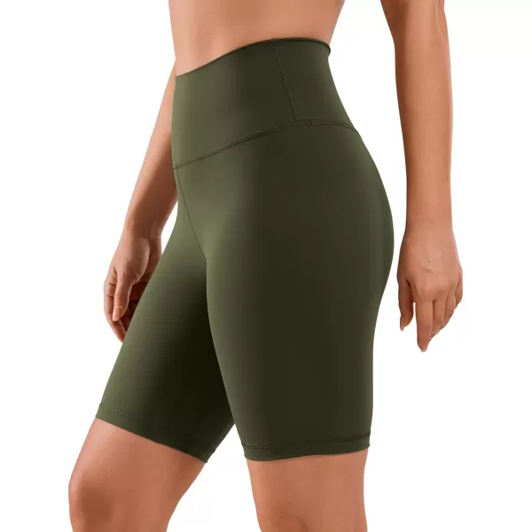 CRZ YOGA Womens Naked Feeling Biker Shorts  3  4  6  8  10 High Waist Yoga Workout Running Shorts SpandexOlive Green