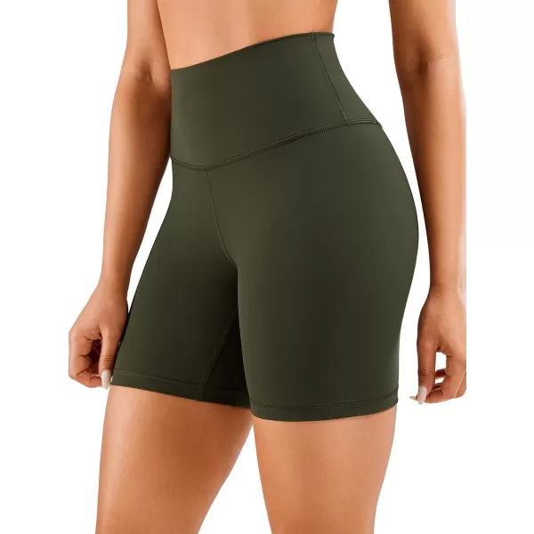 CRZ YOGA Womens Naked Feeling Biker Shorts  3  4  6  8  10 High Waist Yoga Workout Running Shorts SpandexOlive Green