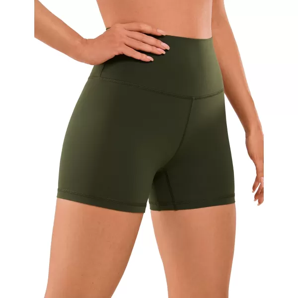 CRZ YOGA Womens Naked Feeling Biker Shorts  3  4  6  8  10 High Waist Yoga Workout Running Shorts SpandexOlive Green